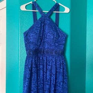 royal blue halter style dress